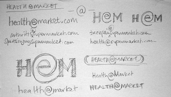 Sketches for the Health eMarket branding design
