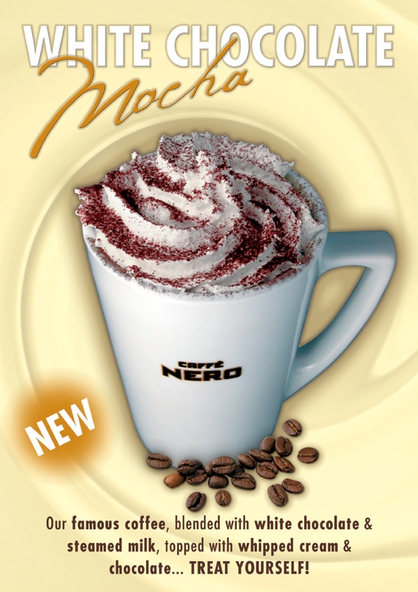 Final Promotional Design for Caffè Nero White Chocolate Mocha Drink