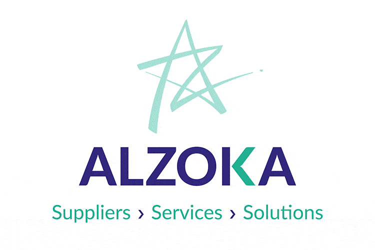 Animated portait stacked logo GIF for Alzoka