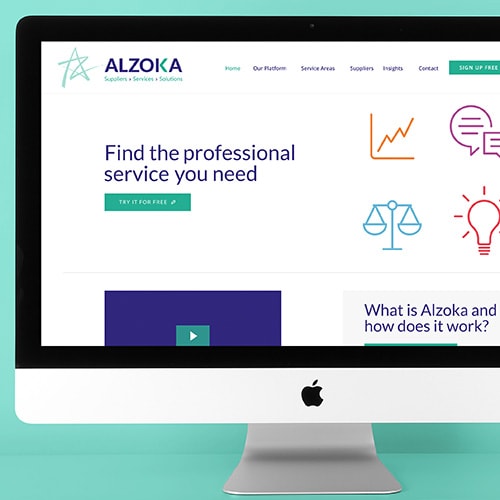 Desktop displaying the new Alzoka website design