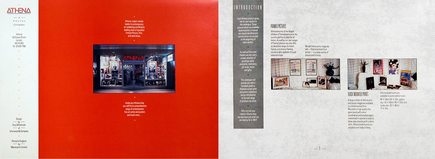 Athena catalogue spread design introduction page