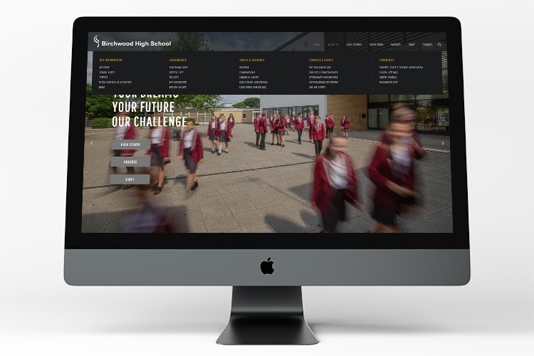 Homepage of Birchwood High School website displayed on desktop