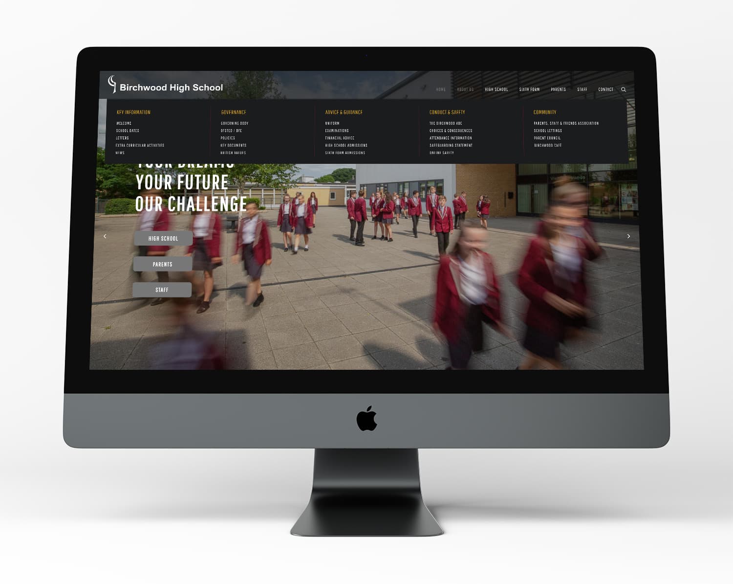 Homepage of Birchwood High School website displayed on desktop