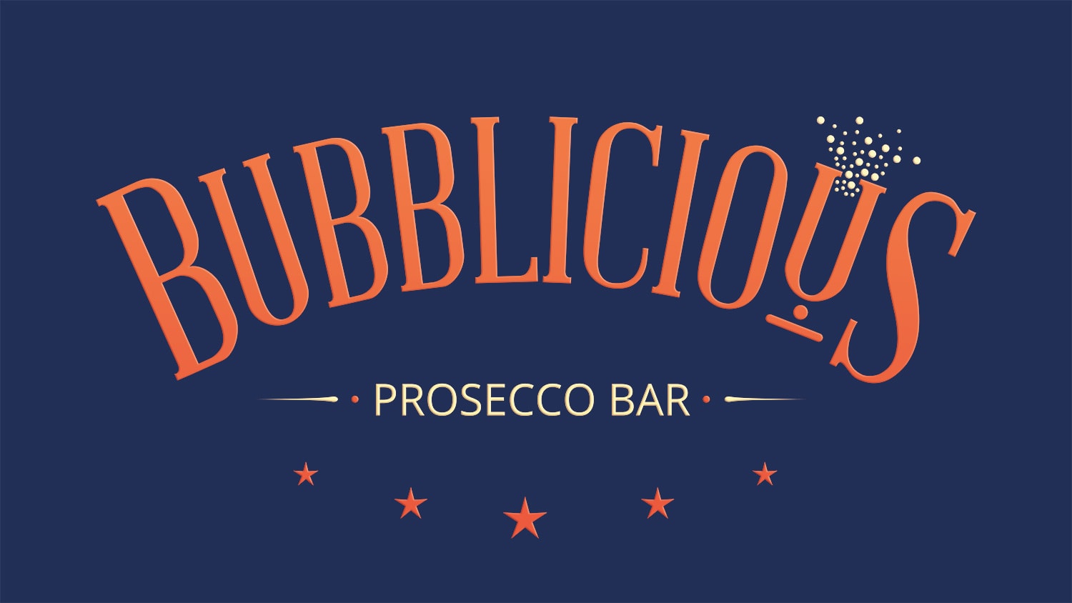 Reversed 3D Bubblicious logo design with blue background