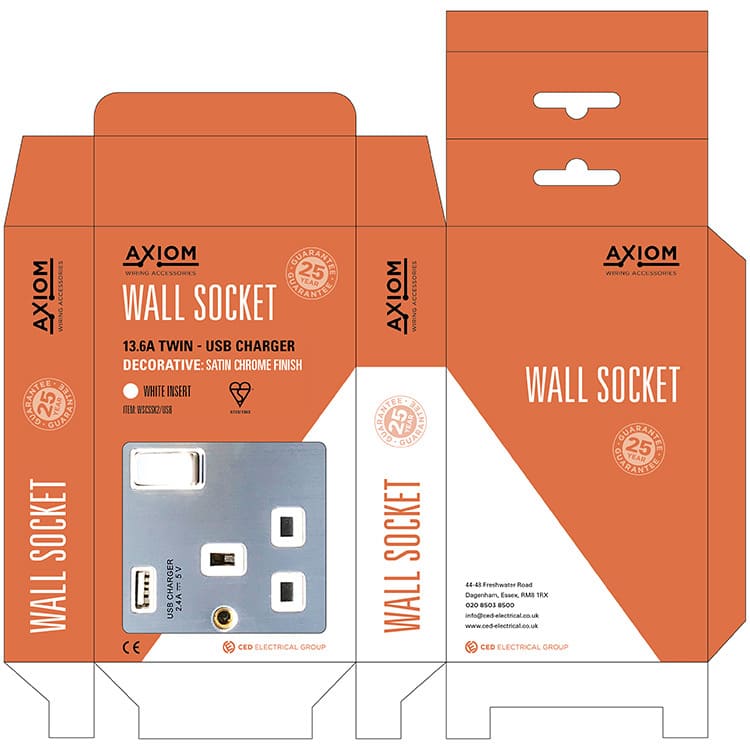 Wall socket product packaging design net artwork for Axiom