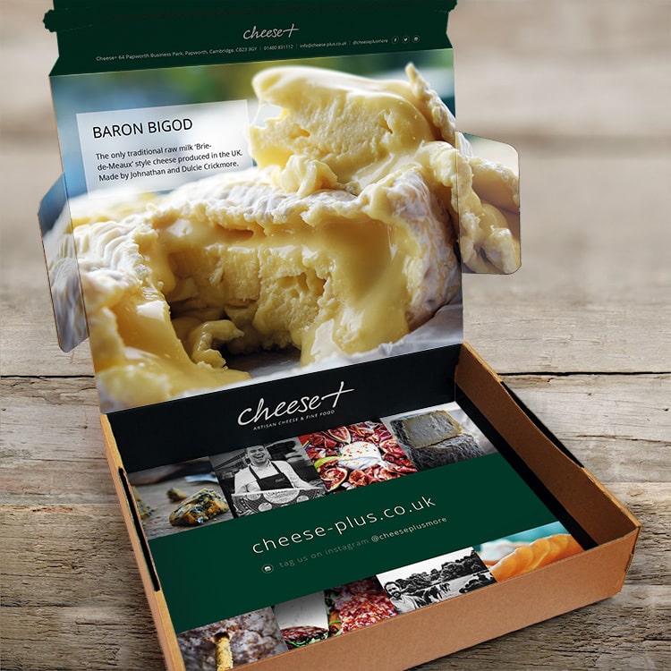 Packaging Design with Cheese Plus branding featuring full-bleed imagery and hi-res lifestyle photography