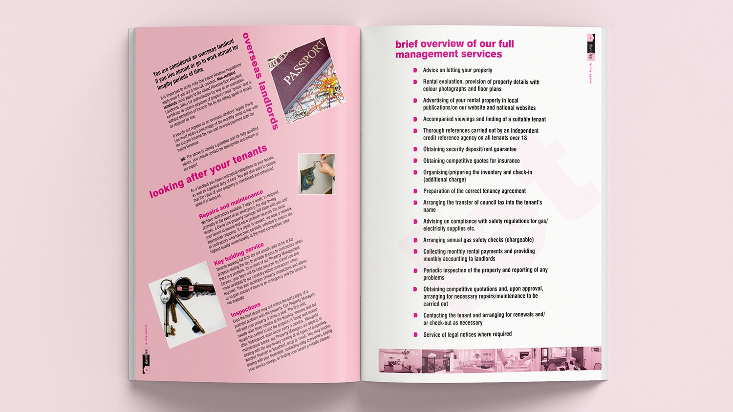 Brochure spread design for David Lee Estates Brochure