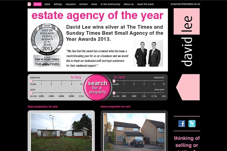 David Lee Estate website homepage design