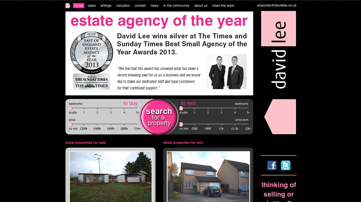 David Lee Estate website homepage design