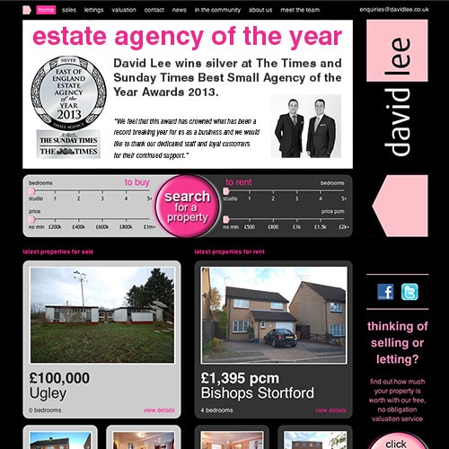 David Lee Estate website homepage design Thumbnail