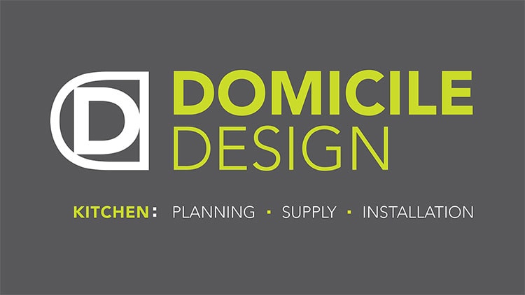 Domicile Design reversed logo with strapline