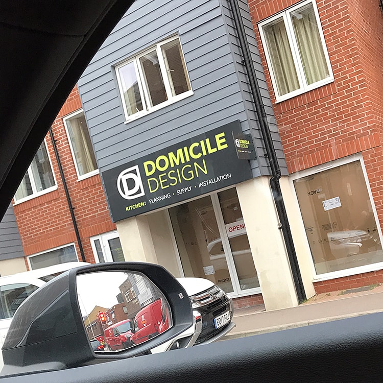 Shopfront with Domicile Design logo design and strapline