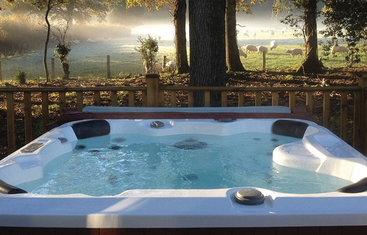 Hot tub with field of animals lifestyle photography for Dream Lodge Promotions Design Loyalty Club