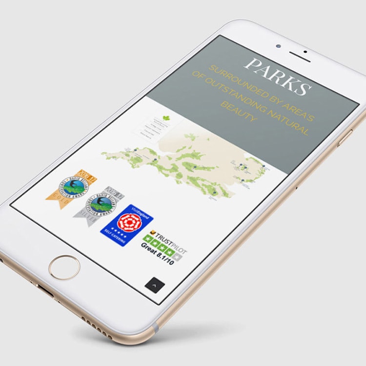 Mobile phone displaying Dream Lodge Loyalty responsive website design