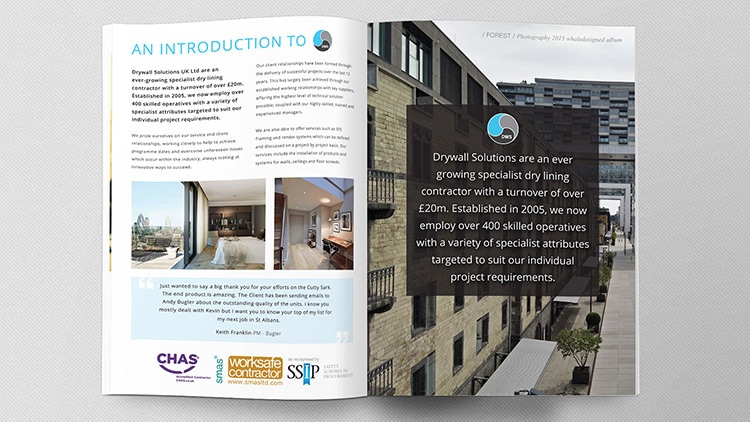 Introduction spread design of Drywall Solution brochure
