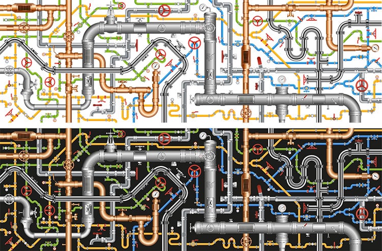 Fluid Power Net illustration of pipes for website design