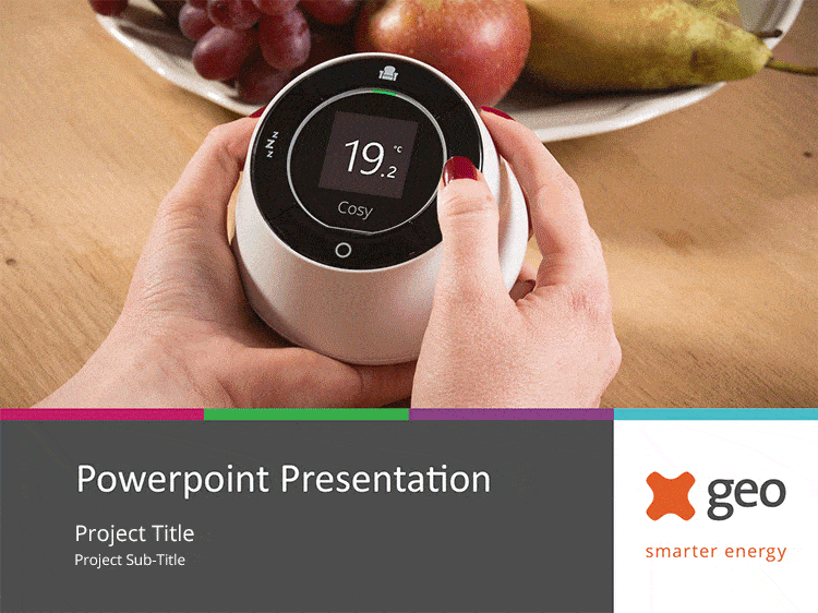 Powerpoint presentation with GEO branding for GEO smarter energy