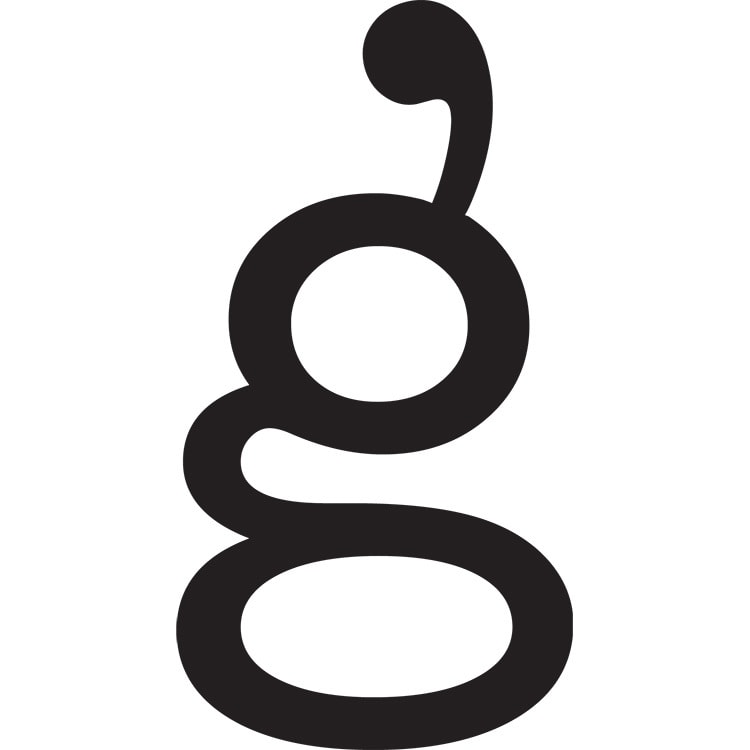 Gingham Cloud serif 'g' symbol with unique speech marks styling