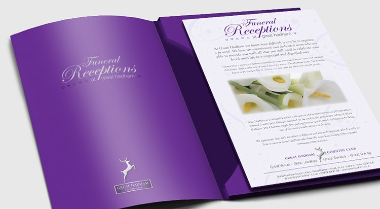 Funeral Brochure print design for Great Hadham Country Club