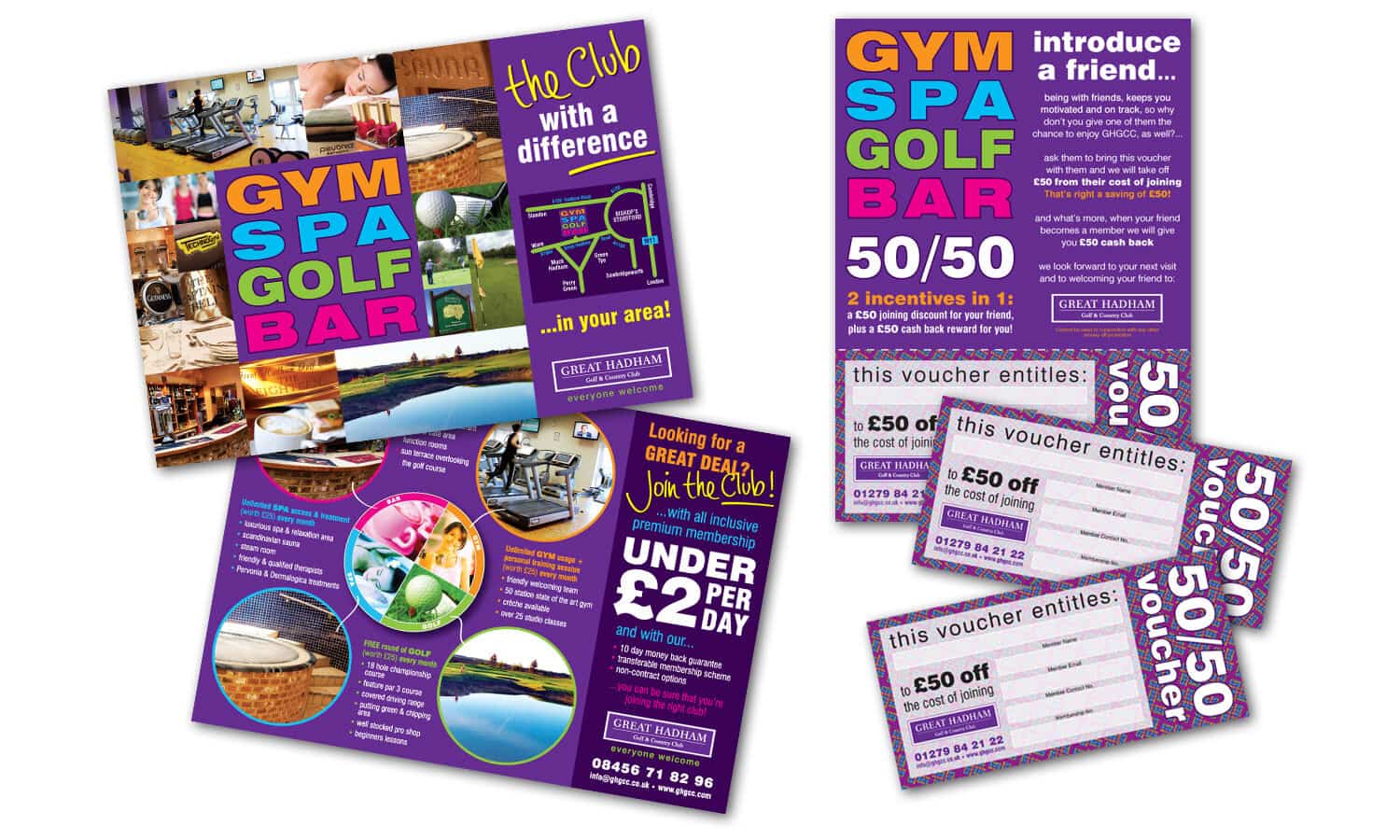 Gym, Spa, Golf and Bar promtional design for Great Hadham Country Club