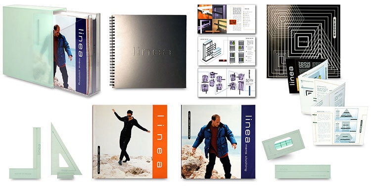 Linea Magazine and brochure with acrylic sandblasted box Print Design for House of Fraser