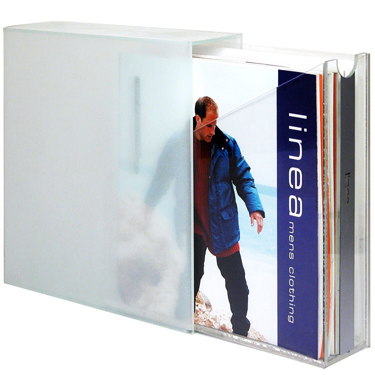 House of Fraser Linea Magazine and brochure housed in acrylic sandblasted box