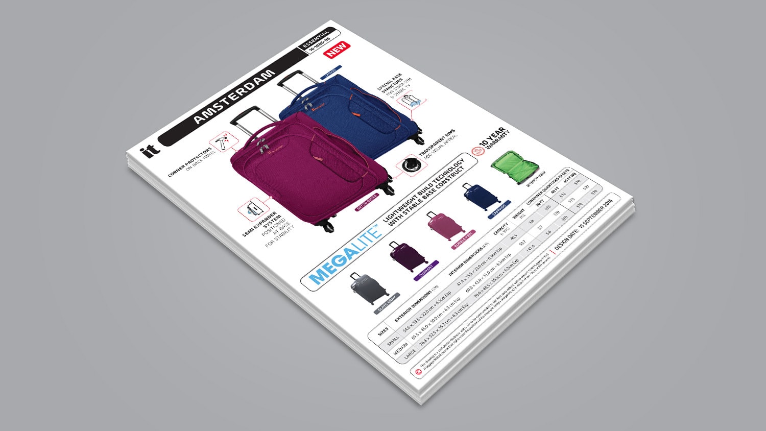 Amsterdam portrait core presentation sheet Print design for IT Luggage