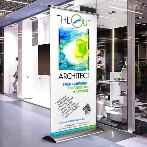 Pop-up banner for Inside Out Architect outside a store Thumbnail