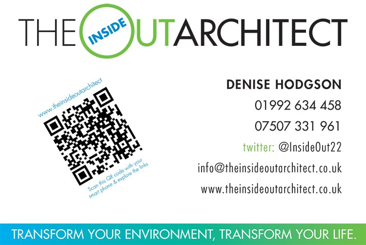 Front of A6 postcard design for Inside Out Architect