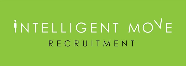 New landscape Intelligent Move Recruitment logo design with green background