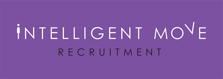 New landscape Intelligent Move Recruitment logo design with purple background