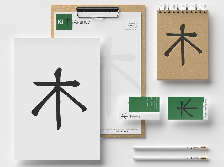 Corporate Stationery including letterheads, notepad and business cards for Ki Agency