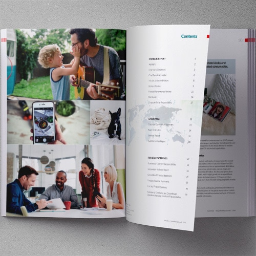 2018 Annual Report Spread showing table of contents Thumbnail