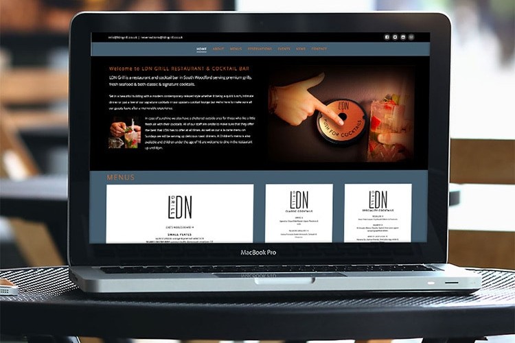 LDN Grill responsive website design on a laptop