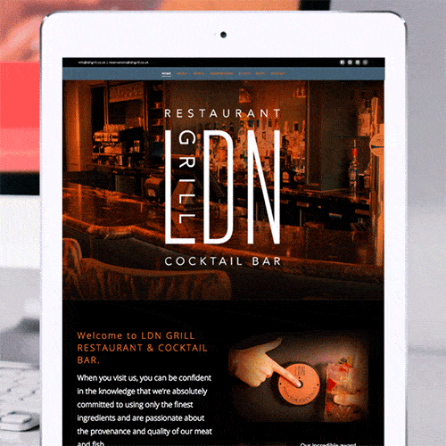 Animated GIF of LDN Grill responsive website design on a tablet and desktop Thumbnail