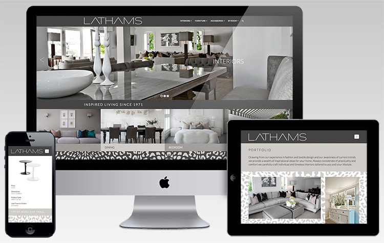 Desktop, mobile and tablet displaying Lathams responsive website design