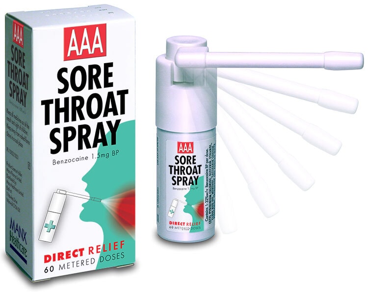 AAA Throat Spray with adjustable spray arm Manx Healthcare Packaging Design