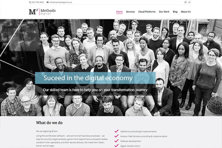 Homepage for Methods Digital website design team slider