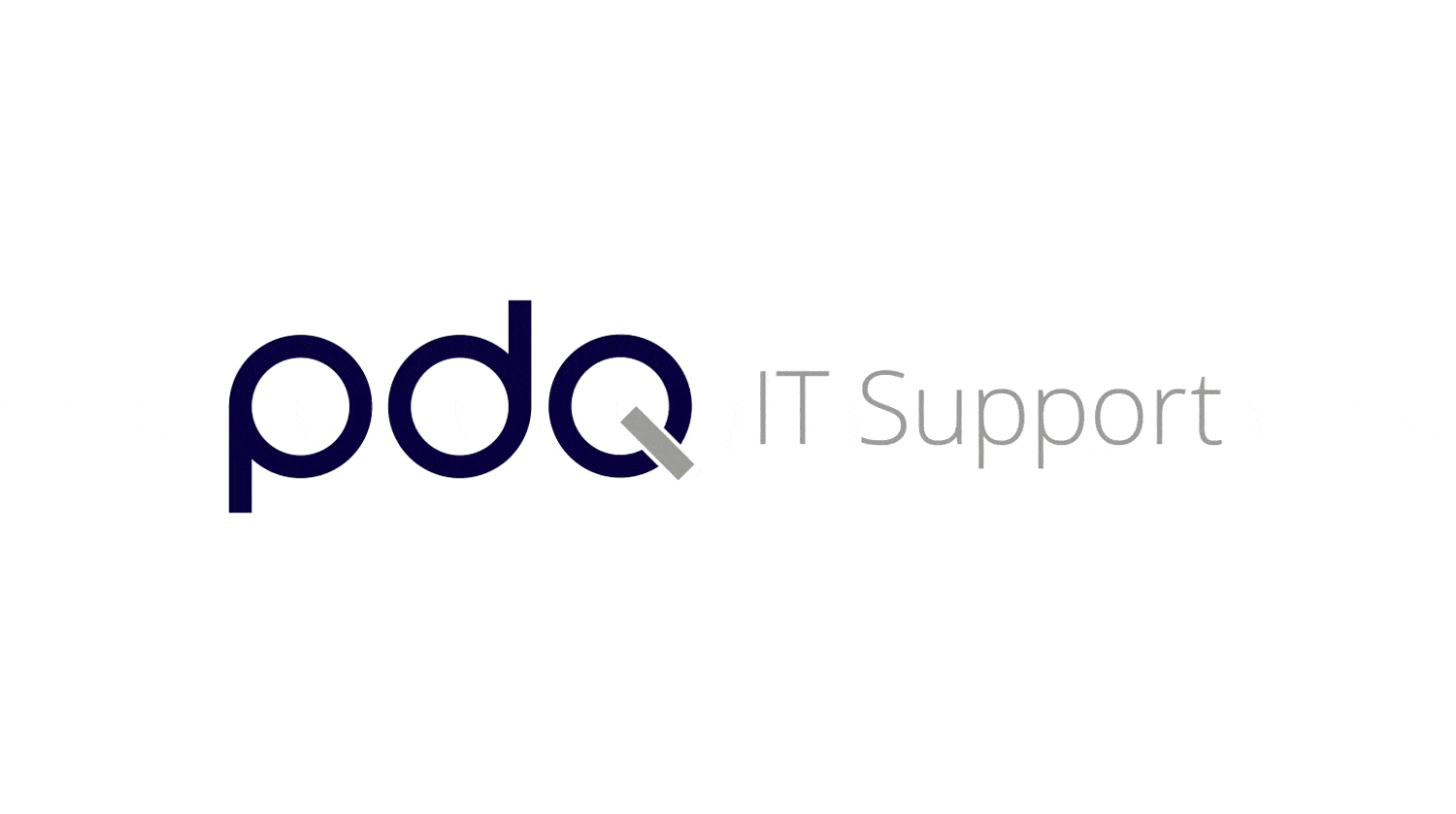 PDQ IT Support animated logo design with moving 'Q'