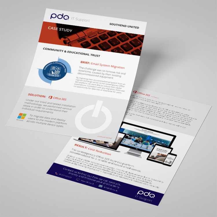 Case study leaflet print design for PDQ