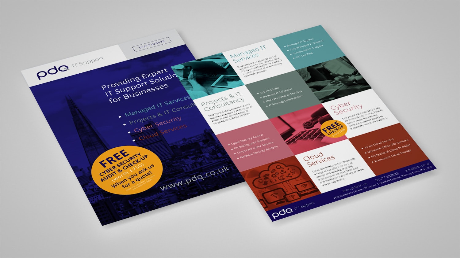 Leaflet front and back promotional design for PDQ