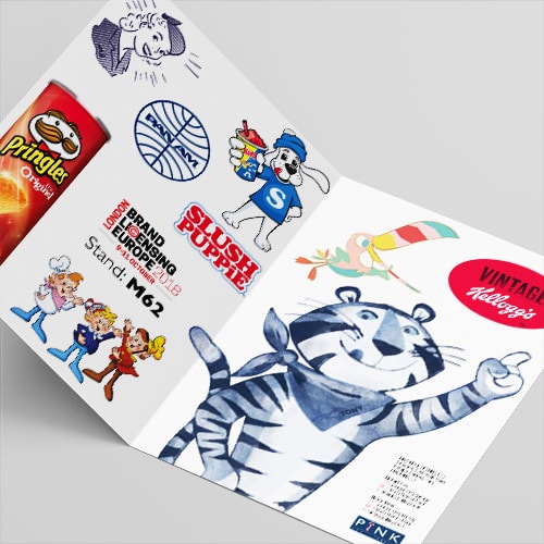 Hero view of Pink Key promotional BLE stand leaflet advert design showing different licensed brands Thumbnail