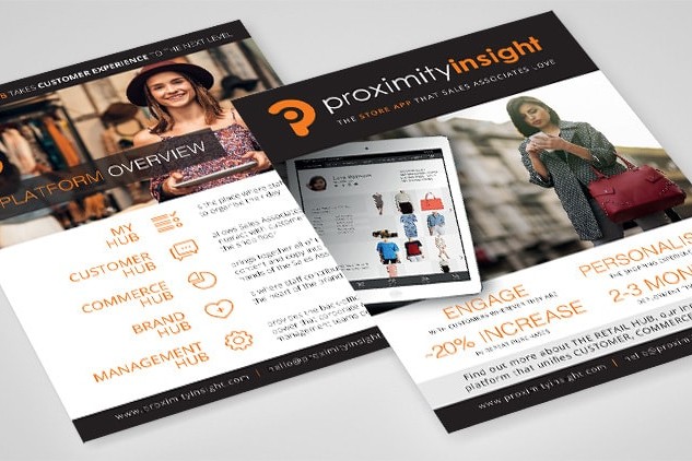 Proximity Insight A5 leaflet design advertising their platform