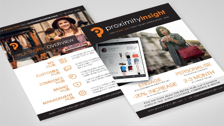 Proximity Insight A5 leaflet design advertising their platform