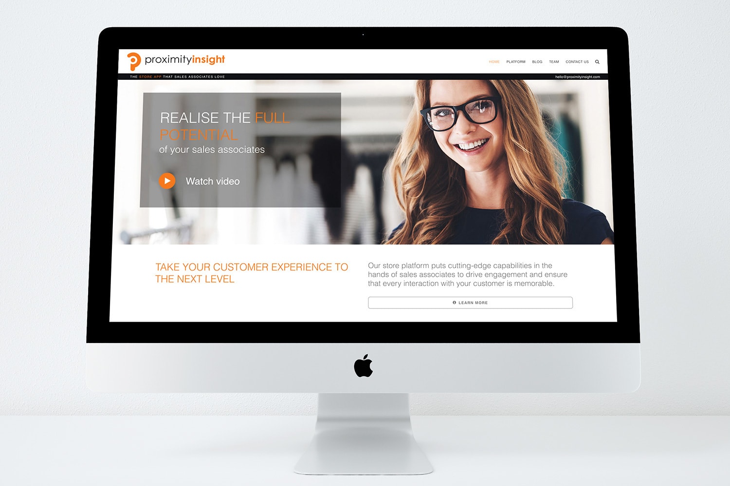 Mac desktop displaying the homepage of Proximity Insight Website