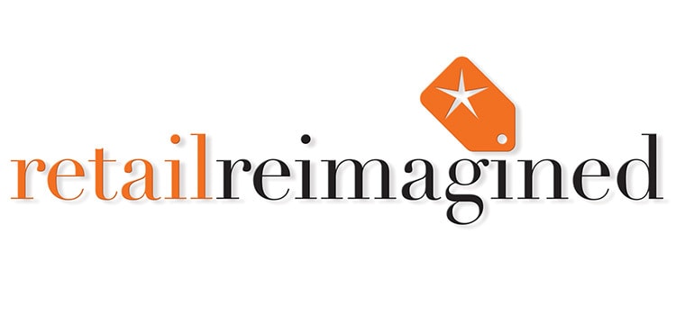 Retail Reimagined branding design 3D logo treatment and shadow white background