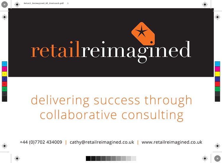 A5 postcard print design front artwork for Retail Reimagined
