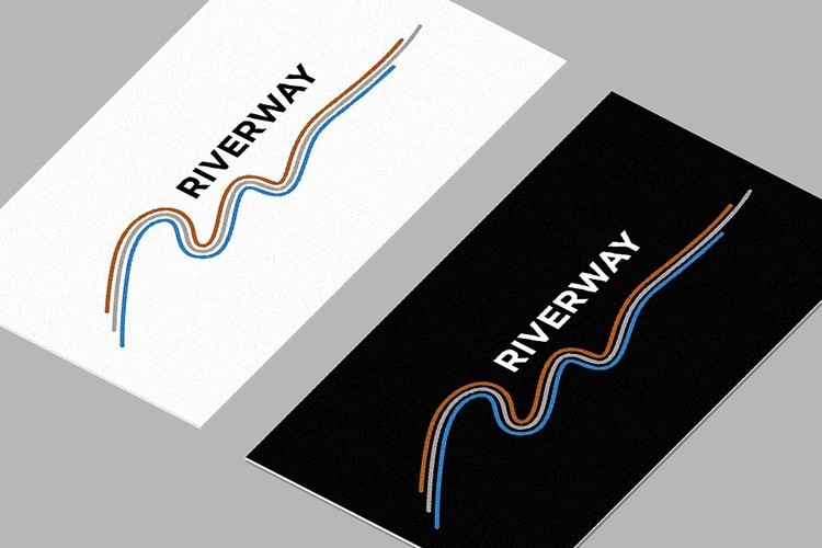 Front and back of Riverway branded business cards design