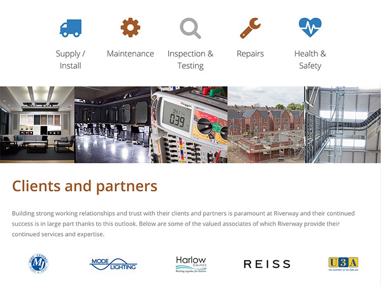 Homepage website design flat for Riverway Electrical
