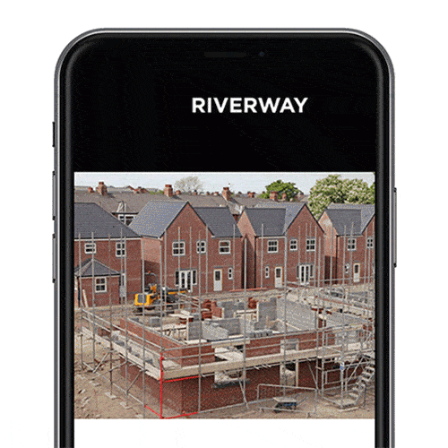 Mobile phone displaying Riverway Electrical responsive website design with animated logo Thumbnail